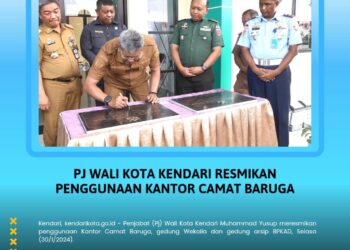 Pj Wali Kota Kendari Resmikan Penggunaan Kantor Camat Baruga