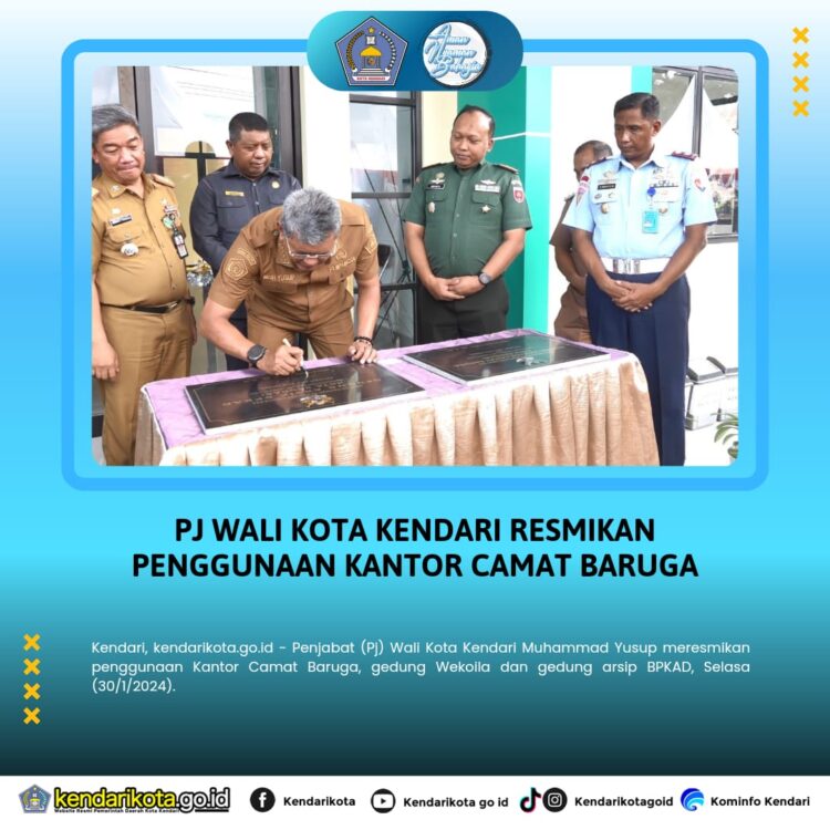 Pj Wali Kota Kendari Resmikan Penggunaan Kantor Camat Baruga