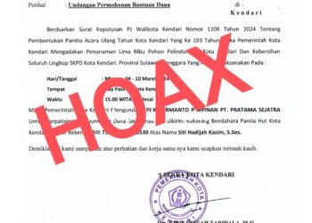 Pengumuman : Hoax permintaan sumbangan dalam rangka HUT Kota Kendari ke-193