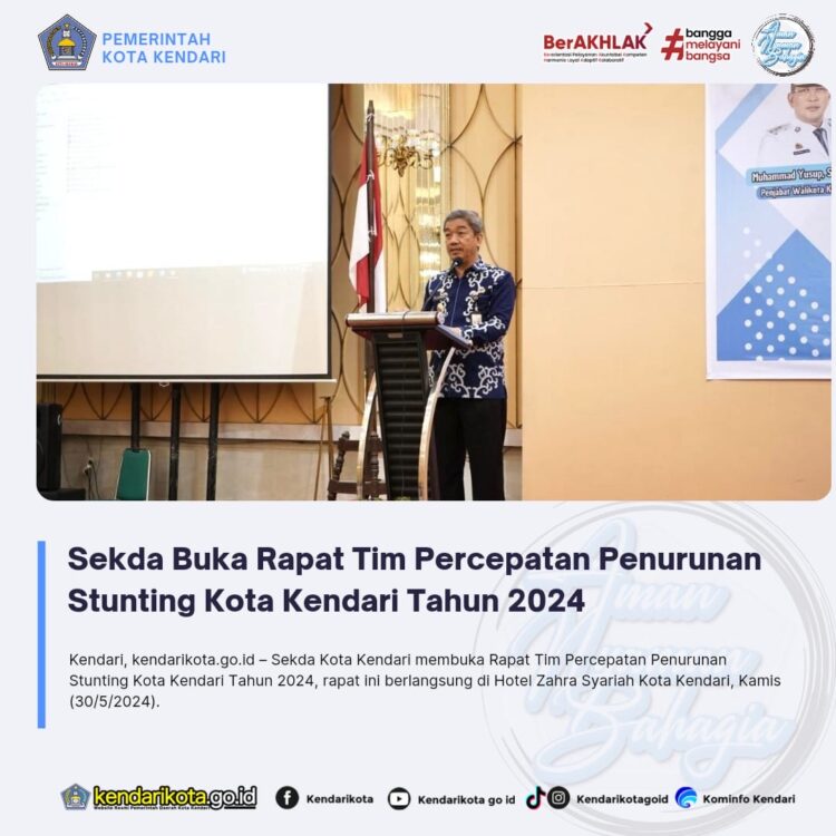 Sekda Buka Rapat Tim Percepatan Penurunan Stunting Kota Kendari Tahun 2024