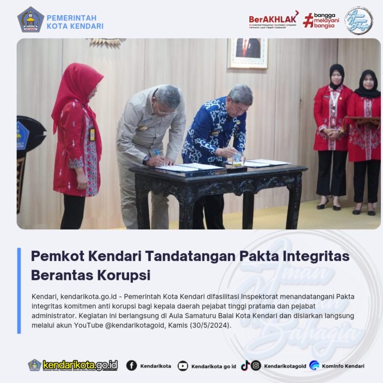 Pemkot Kendari Tandatangan Pakta Integritas Berantas Korupsi