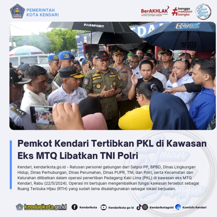 Pemkot Kendari Tertibkan PKL di Kawasan Eks MTQ Libatkan TNI Polri