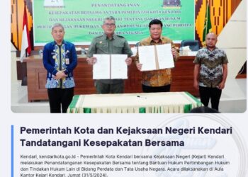 Pemerintah Kota dan Kejaksaan Negeri Kendari Tandatangani Kesepakatan Bersama