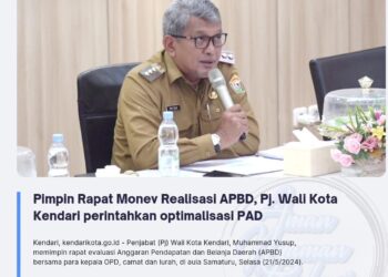Pimpin Rapat Monev Realisasi APBD, Pj. Wali Kota Kendari perintahkan optimalisasi PAD