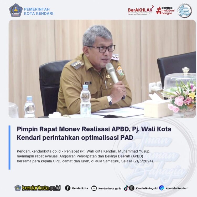 Pimpin Rapat Monev Realisasi APBD, Pj. Wali Kota Kendari perintahkan optimalisasi PAD