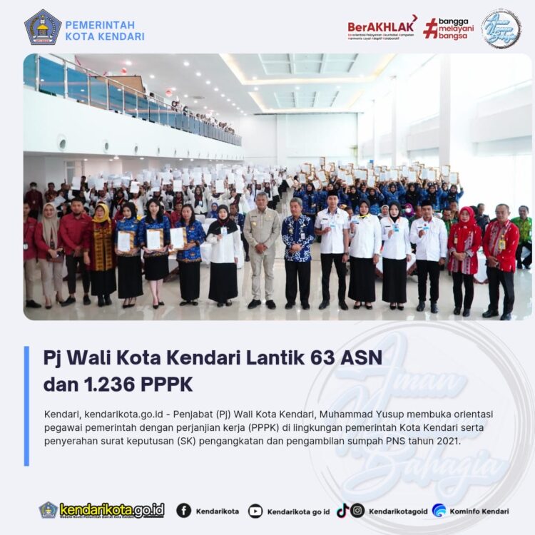 Pj Wali Kota Kendari Lantik 63 ASN dan 1.236 PPPK