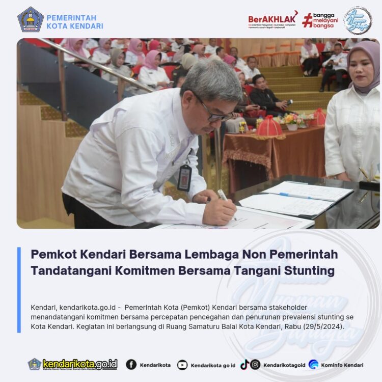 Pemkot Kendari Bersama Lembaga Non Pemerintah Tandatangani Komitmen Bersama Tangani Stunting