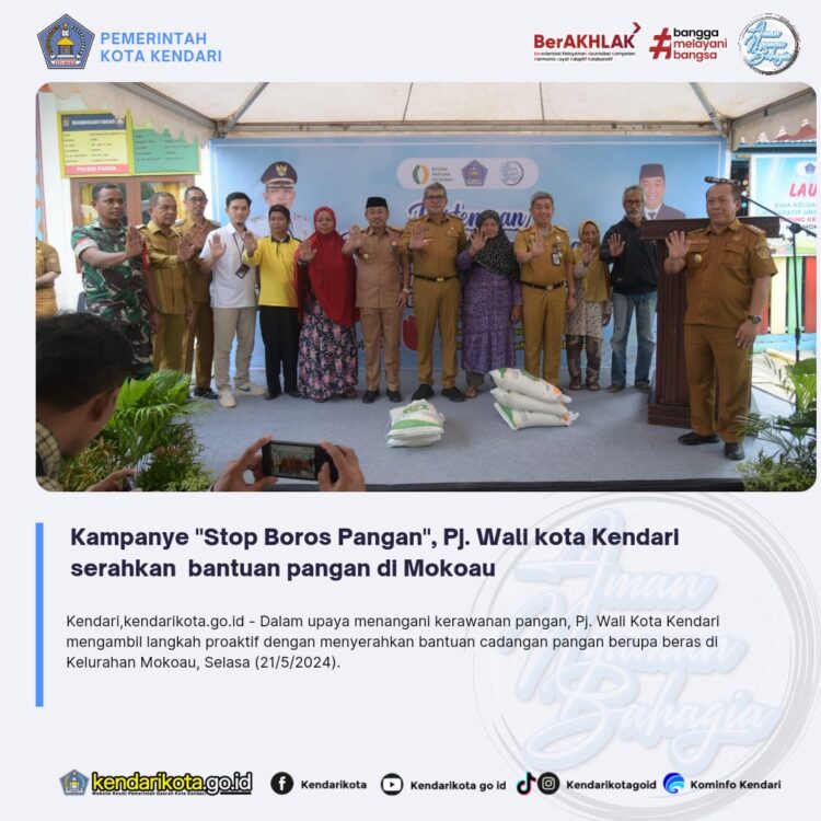 Kampanye “Stop Boros Pangan”, Pj. Wali kota Kendari serahkan bantuan pangan di Mokoau