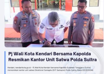 Pj Wali Kota Kendari Bersama Kapolda Resmikan Kantor Unit Satwa Polda Sultra