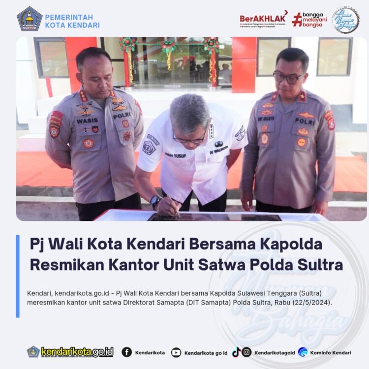 Pj Wali Kota Kendari Bersama Kapolda Resmikan Kantor Unit Satwa Polda Sultra