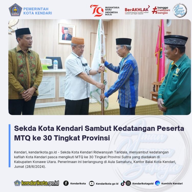 Sekda Kota Kendari Sambut Kedatangan Peserta MTQ ke 30 Tingkat Provinsi