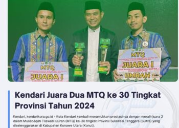 Kendari Juara Dua MTQ ke 30 Tingkat Provinsi Tahun 2024