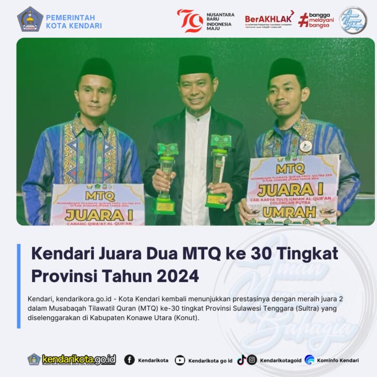 Kendari Juara Dua MTQ ke 30 Tingkat Provinsi Tahun 2024