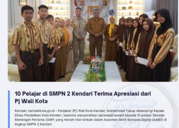 10 Pelajar di SMPN 2 Kendari Terima Apresiasi dari Pj Wali Kota