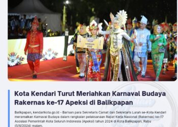 Kota Kendari Turut Meriahkan Karnaval Budaya Rakernas ke-17 Apeksi di Balikpapan