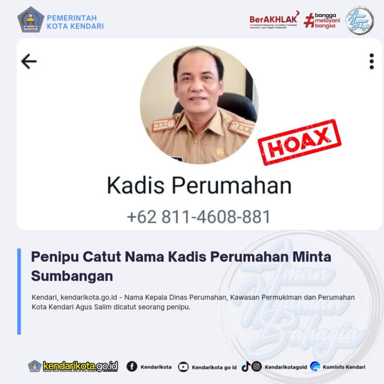 Penipu Catut Nama Kadis Perumahan Minta Sumbangan