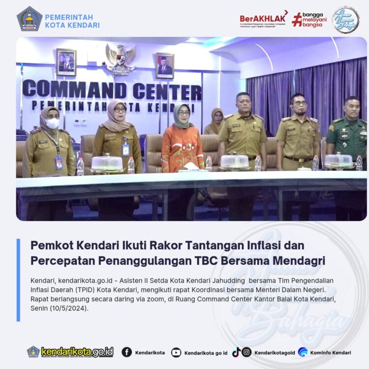Pemkot Kendari Ikuti Rakor Tantangan Inflasi dan Percepatan Penanggulangan TBC Bersama Mendagri