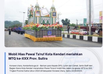 Mobil Hias Pawai Ta’ruf Kota Kendari meriahkan MTQ ke-XXX Prov. Sultra