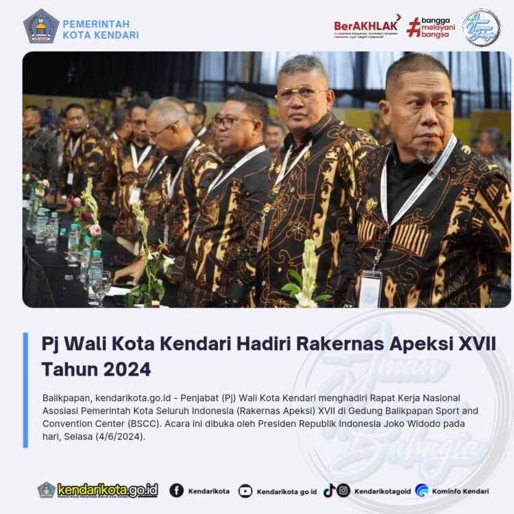 Pj Wali Kota Kendari Hadiri Rakernas Apeksi XVII Tahun 2024