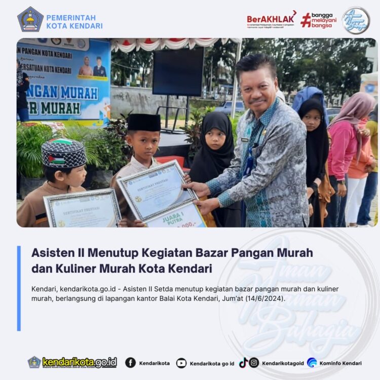 Asisten II Menutup Kegiatan Bazar Pangan Murah dan Kuliner Murah Kota Kendari