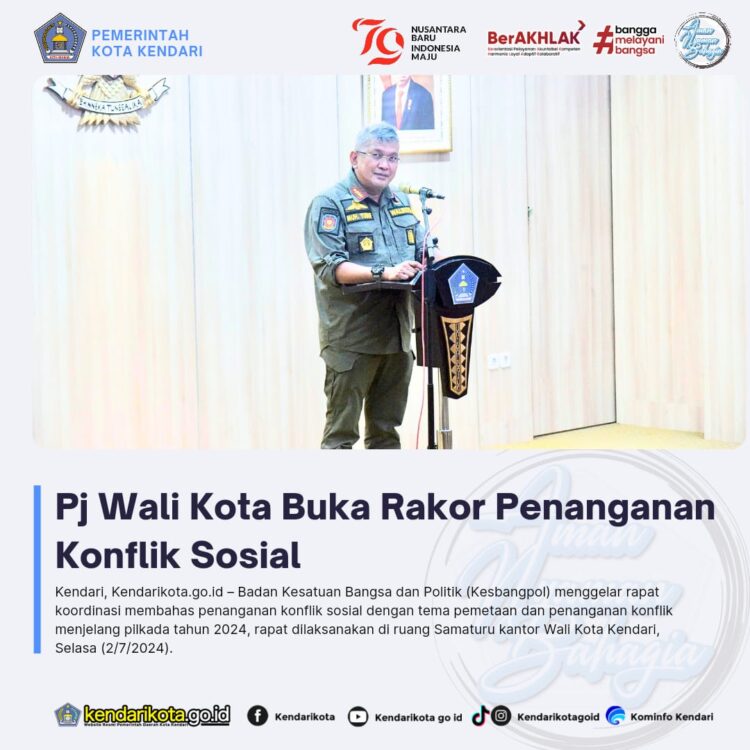 Pj Wali Kota Buka Rakor Penanganan Konflik Sosial
