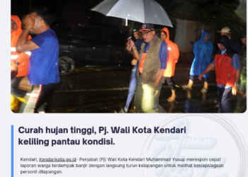 Curah hujan tinggi, Pj. Wali Kota Kendari keliling pantau kondisi.