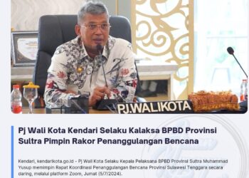 Pj Wali Kota Kendari Selaku Kalaksa BPBD Provinsi Sultra Pimpin Rakor Penanggulangan Bencana