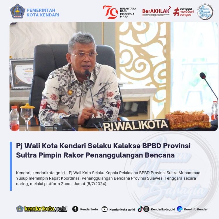 Pj Wali Kota Kendari Selaku Kalaksa BPBD Provinsi Sultra Pimpin Rakor Penanggulangan Bencana