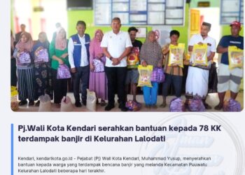 Pj Wali Kota Kendari Berikan Bantuan Untuk 78 KK Terdampak Banjir di Kelurahan Lalodati