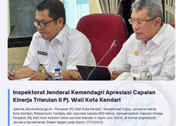 Inspektorat Jenderal Kemendagri Apresiasi Capaian Kinerja Triwulan II Pj. Wali Kota Kendari.