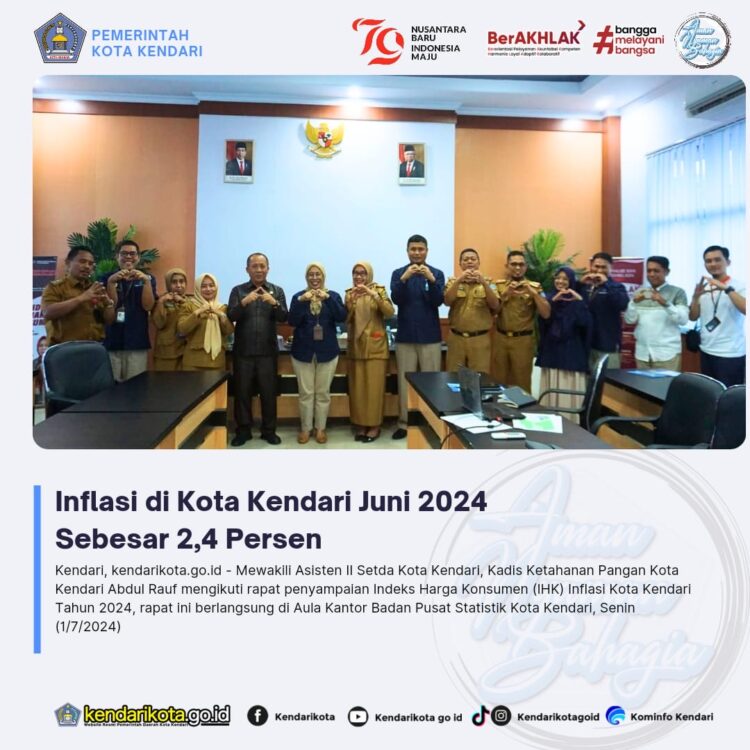 Inflasi di Kota Kendari Juni 2024 Sebesar 2,4 Persen