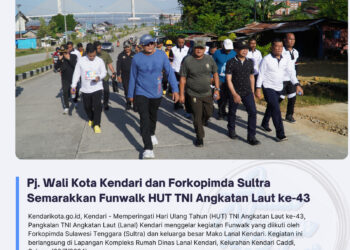 Pj Wali Kota Kendari dan Forkopimda Sultra Semarakkan Funwalk HUT ke-43 TNI Angkatan Laut