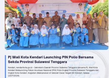 Pj Wali Kota Kendari Launching PIN Polio Bersama Sekda Provinsi Sulawesi Tenggara