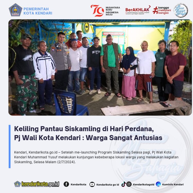 Keliling Pantau Siskamling Di Hari Perdana, Pj Wali Kota Kendari : Warga Sangat Antusias