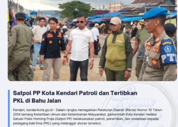 Satpol PP Kota Kendari Patroli dan Tertibkan PKL di Bahu Jalan
