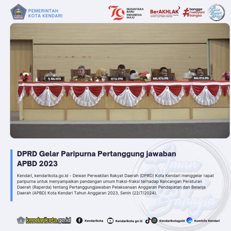 DPRD Gelar Paripurna Pertanggungjawaban APBD 2023