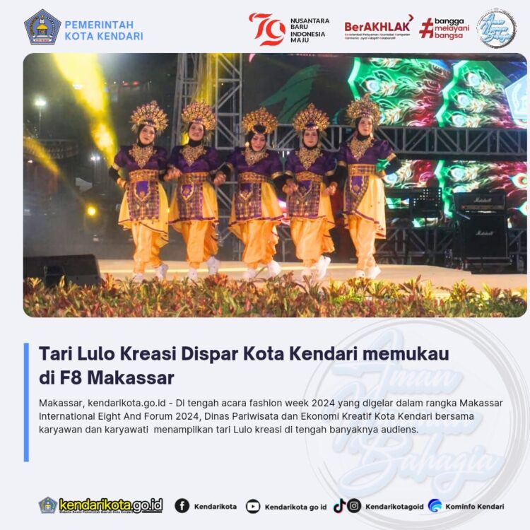 Tari Lulo Kreasi Dispar Kota Kendari memukau di F8 Makassar