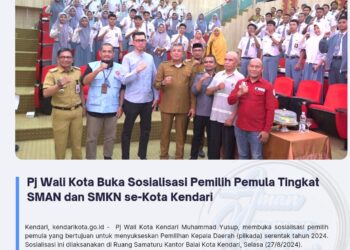 Pj Wali Kota Buka Sosialisasi Pemilih Pemula Tingkat SMAN dan SMKN se-Kota Kendari