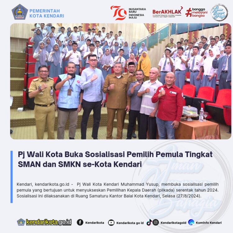 Pj Wali Kota Buka Sosialisasi Pemilih Pemula Tingkat SMAN dan SMKN se-Kota Kendari
