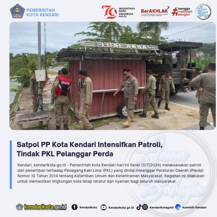 Satpol PP Kota Kendari Intensifkan Patroli, Tindak PKL Pelanggar Perda