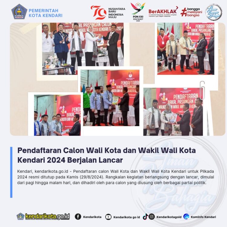 Pendaftaran Calon Wali Kota dan Wakil Wali Kota Kendari 2024 Berjalan Lancar