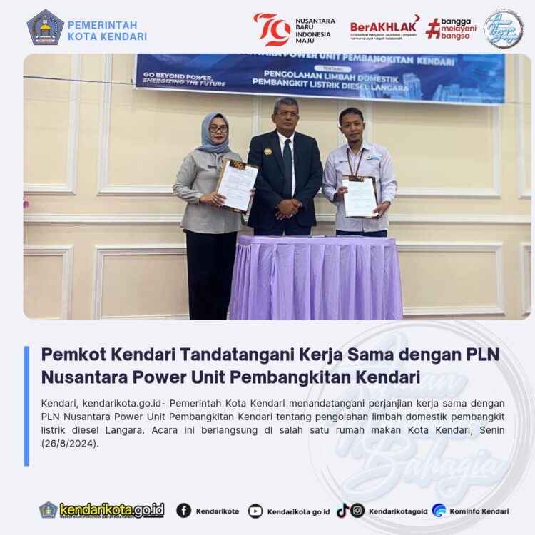 Pemkot Kendari Tandatangani Kerja Sama dengan PLN Nusantara Power Unit Pembangkitan Kendari
