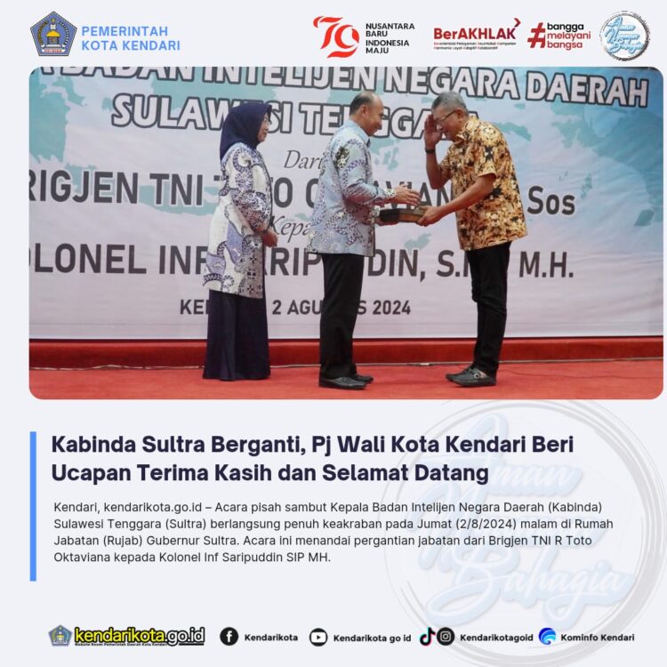 Kabinda Sultra Berganti, Pj Wali Kota Kendari Beri Ucapan Terima Kasih dan Selamat Datang