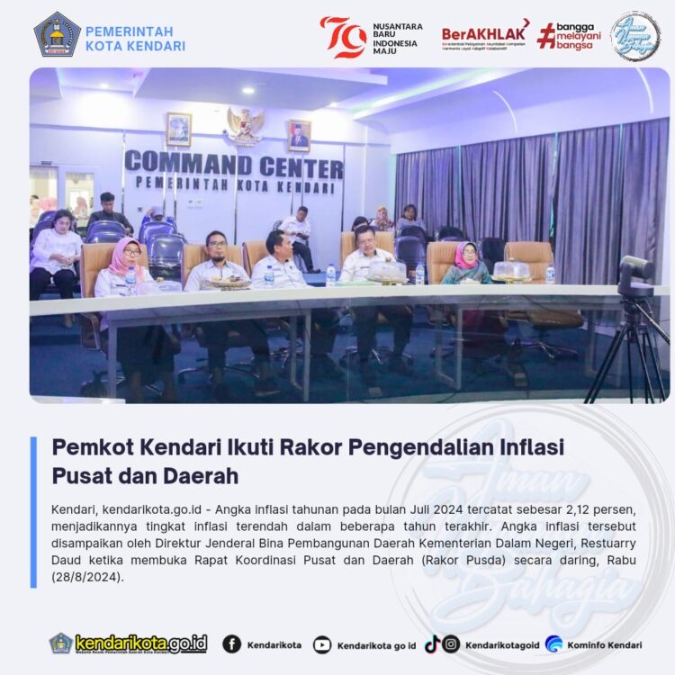 Pemkot Kendari Ikuti Rakor Pengendalian Inflasi Pusat dan Daerah