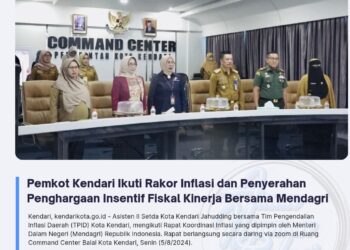 Pemkot Kendari Ikuti Rakor Inflasi dan Penyerahan Penghargaan Insentif Fiskal Kinerja Bersama Mendagri