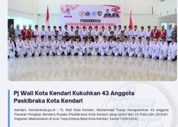 Pj Wali Kota Kendari Kukuhkan 43 Anggota Paskibraka Kota Kendari
