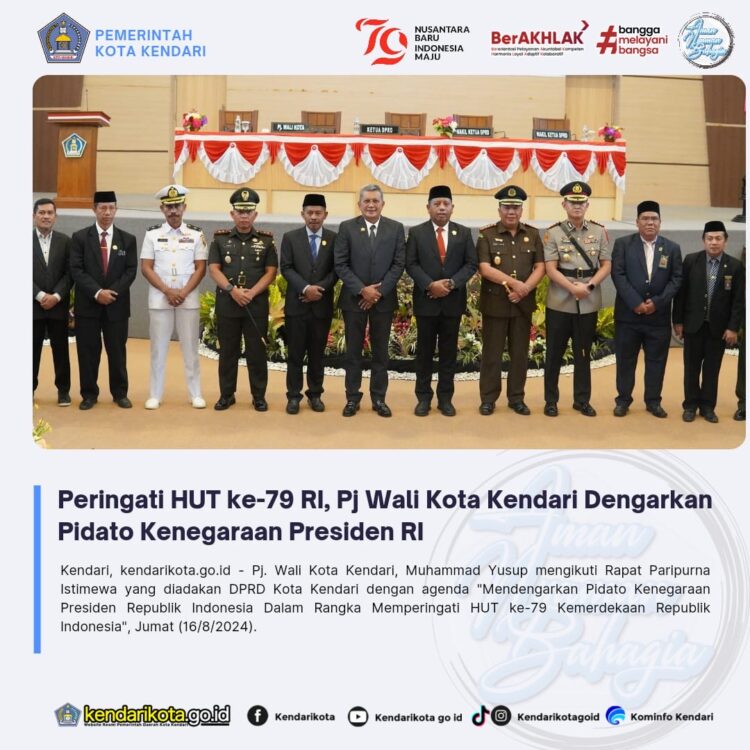 Peringati HUT ke-79 RI, Pj Wali Kota Kendari Dengarkan Pidato Kenegaraan Presiden RI