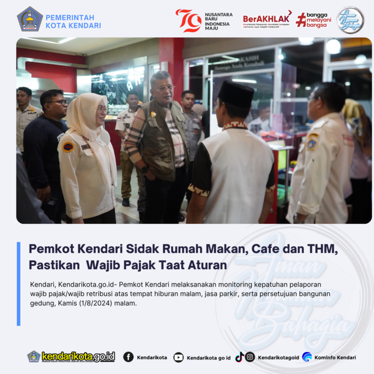 Pemkot Kendari Sidak Rumah Makan, Cafe dan THM, Pastikan Wajib Pajak Taat Aturan