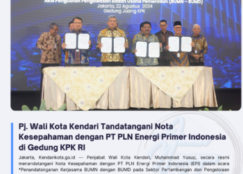 Penjabat Wali Kota Kendari Tandatangani Nota Kesepahaman dengan PT PLN Energi Primer Indonesia di Gedung KPK RI