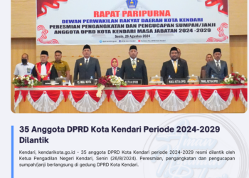 35 Anggota DPRD Kota Kendari Periode 2024-2029 Dilantik